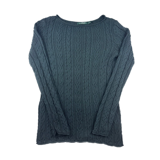 Ralph Lauren Zopfmuster Pullover dunkelgrün Cable Knit L Damen Strickpullover