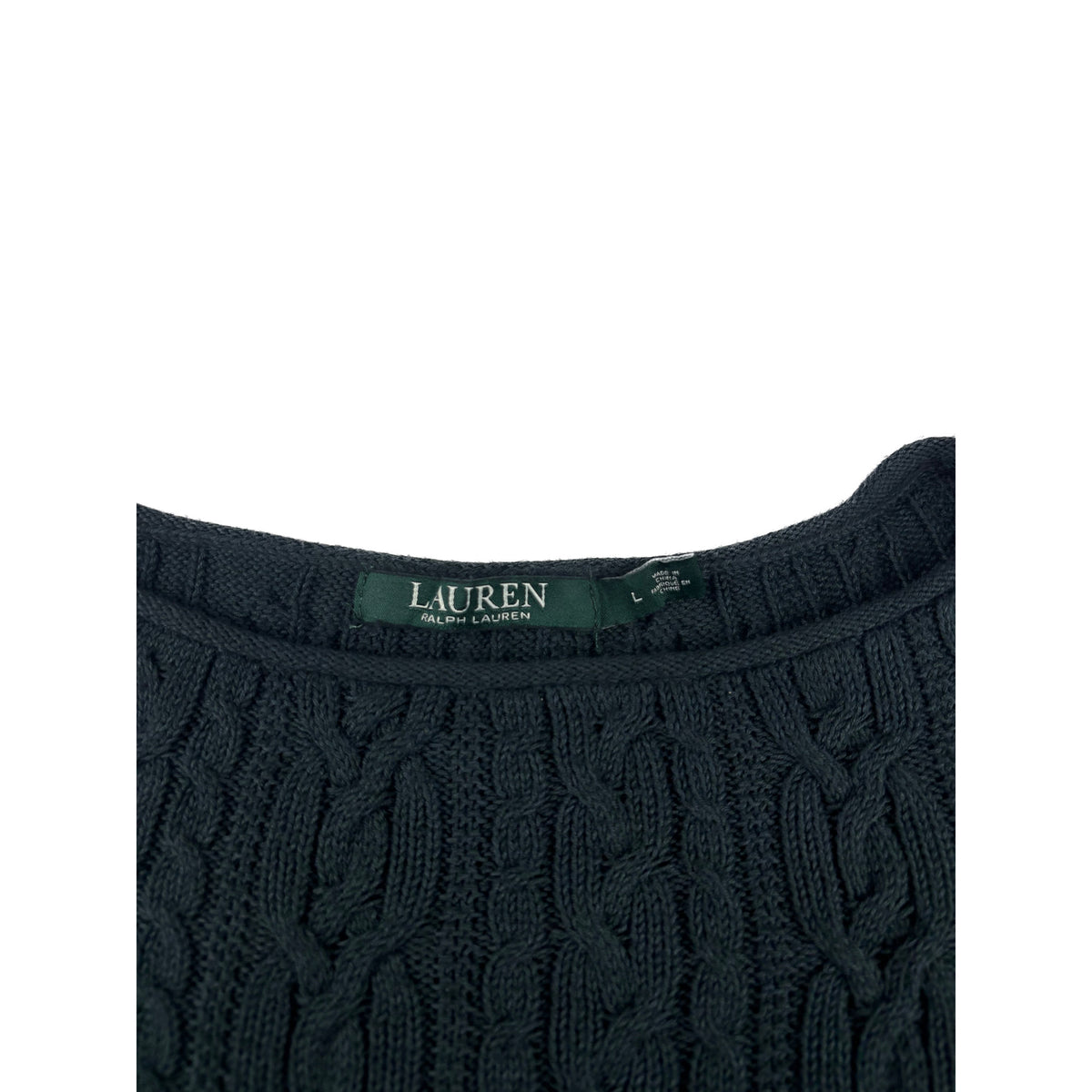 Ralph Lauren Zopfmuster Pullover dunkelgrün Cable Knit L Damen Strickpullover