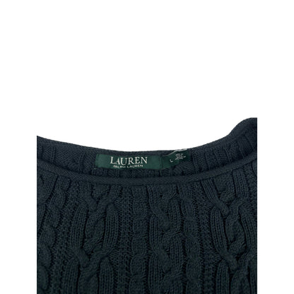 Ralph Lauren Zopfmuster Pullover dunkelgrün Cable Knit L Damen Strickpullover
