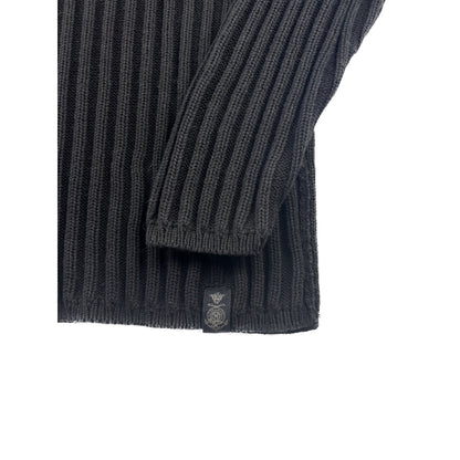 Nautica 1/4 Zip Pullover Schwarz Rippstrick Troyer XL Vintage Strickpullover