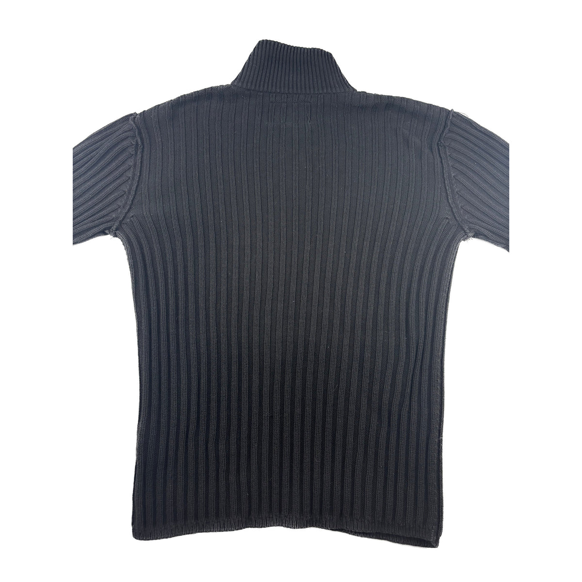 Nautica 1/4 Zip Pullover Schwarz Rippstrick Troyer XL Vintage Strickpullover