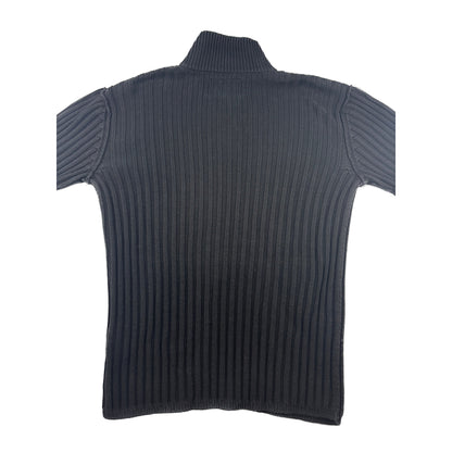 Nautica 1/4 Zip Pullover Schwarz Rippstrick Troyer XL Vintage Strickpullover