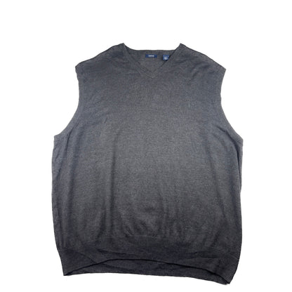 Vintage IZOD V-Neck Strickweste Ärmellos XXL dunkelgrau meliert