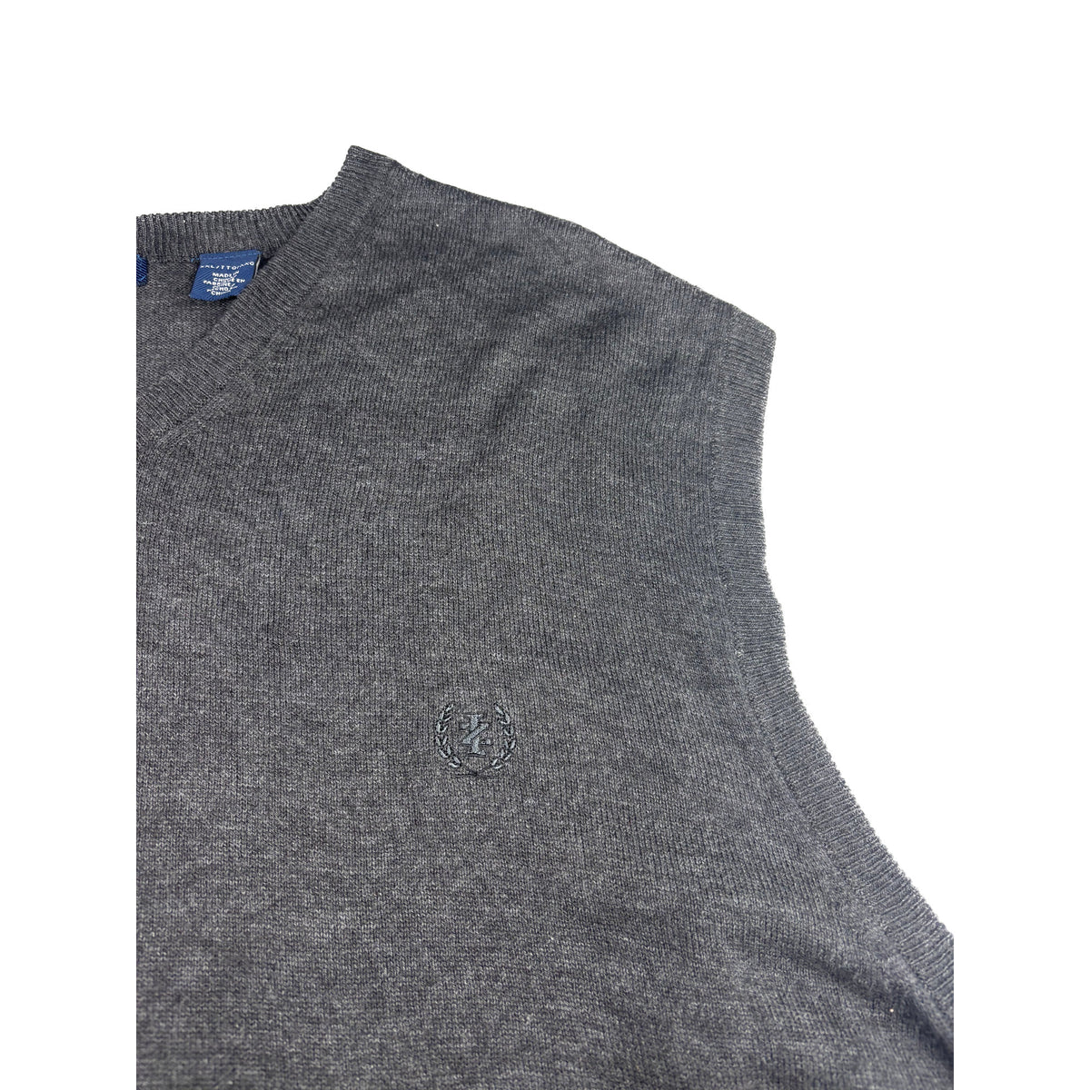 Vintage IZOD V-Neck Strickweste Ärmellos XXL dunkelgrau meliert