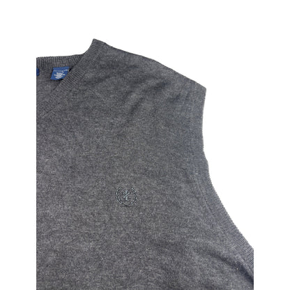 Vintage IZOD V-Neck Strickweste Ärmellos XXL dunkelgrau meliert