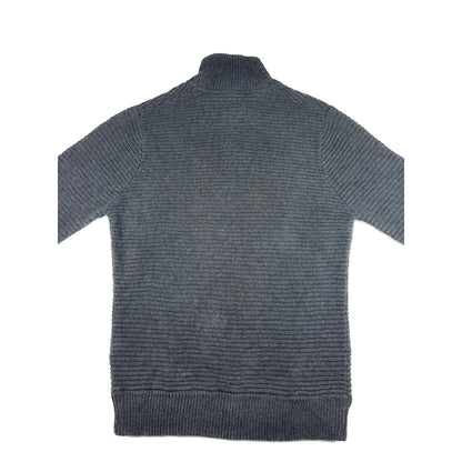 Levis Grobstrick Pullover dunkelgrau meliert Stehkragen Knöpfe L