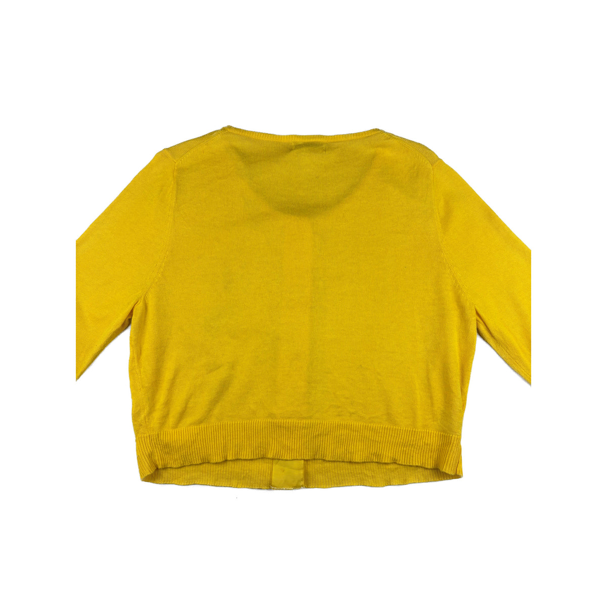 Vintage Calvin Klein Cardigan gelb goldene Schnallen-Knöpfe Feinstrick M