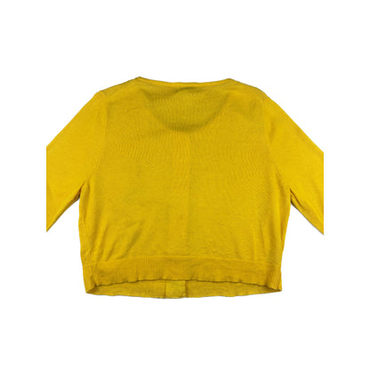 Vintage Calvin Klein Cardigan gelb goldene Schnallen-Knöpfe Feinstrick M