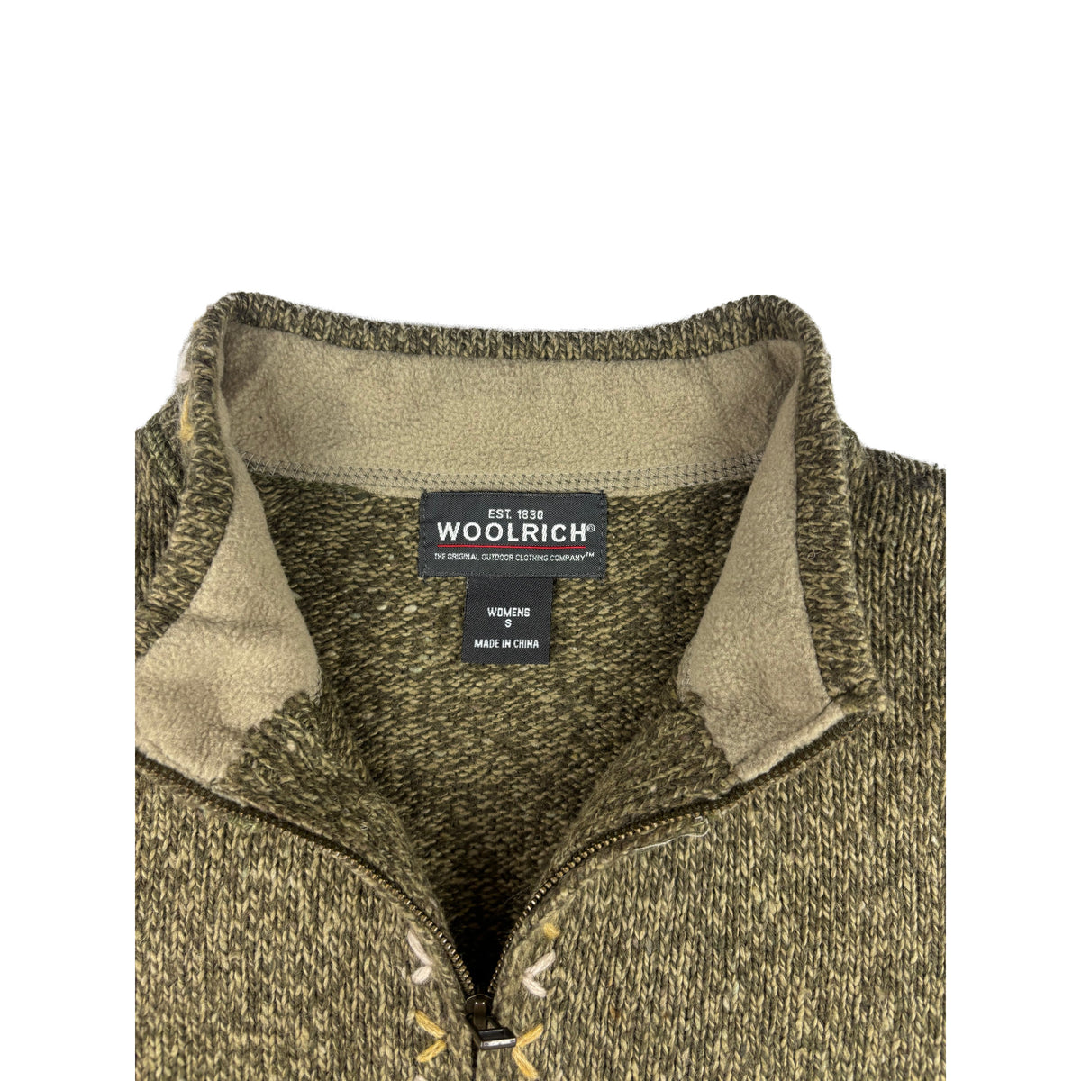 Vintage Woolrich Half-Zip Strickpullover grün meliert S