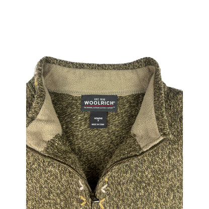 Vintage Woolrich Half-Zip Strickpullover grün meliert S