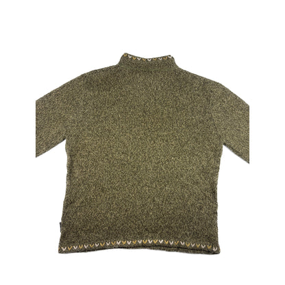 Vintage Woolrich Half-Zip Strickpullover grün meliert S
