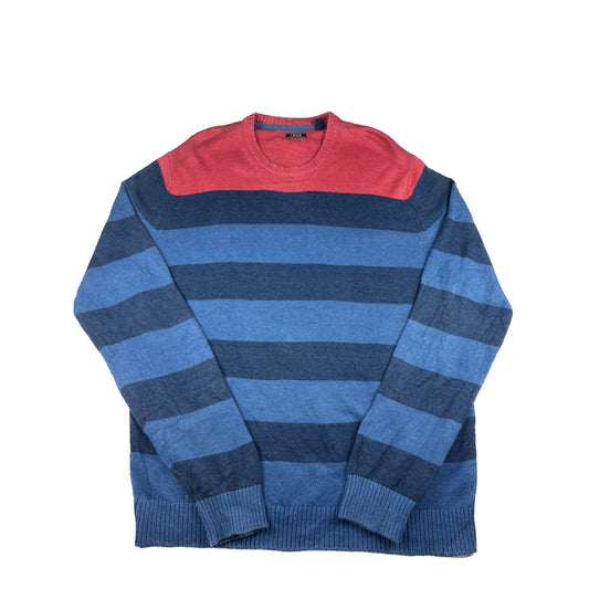 Vintage IZOD Strickpullover gestrefit blau rot L