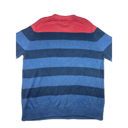 Vintage IZOD Strickpullover gestrefit blau rot L