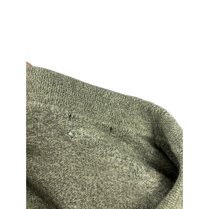 Vintage Feinstrick Langarm Poloshirt olive-grün Text Muster XL