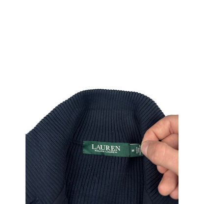 Ralph Lauren Vintage Hybrid Strickjacke Leder braun / dunkelblau M