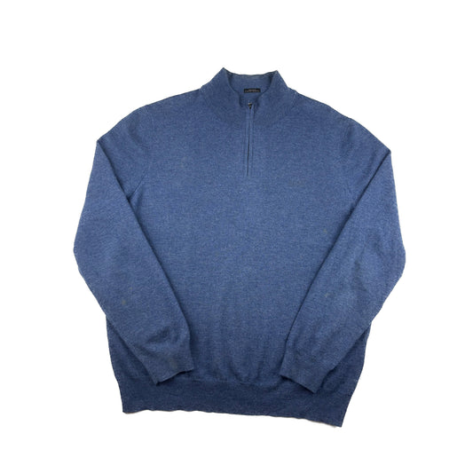 Vintage Hugo Boss Half-Zip Pullover blau Meliert M Extrafine Lambswool