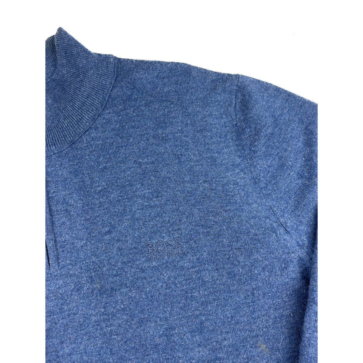 Vintage Hugo Boss Half-Zip Pullover blau Meliert M Extrafine Lambswool