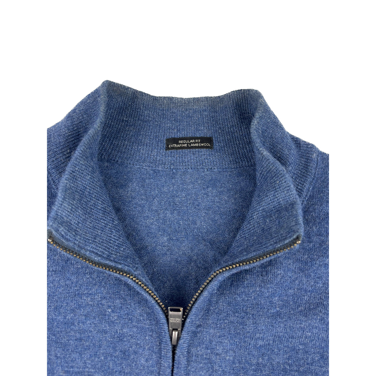Vintage Hugo Boss Half-Zip Pullover blau Meliert M Extrafine Lambswool