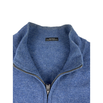 Vintage Hugo Boss Half-Zip Pullover blau Meliert M Extrafine Lambswool