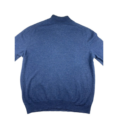 Vintage Hugo Boss Half-Zip Pullover blau Meliert M Extrafine Lambswool