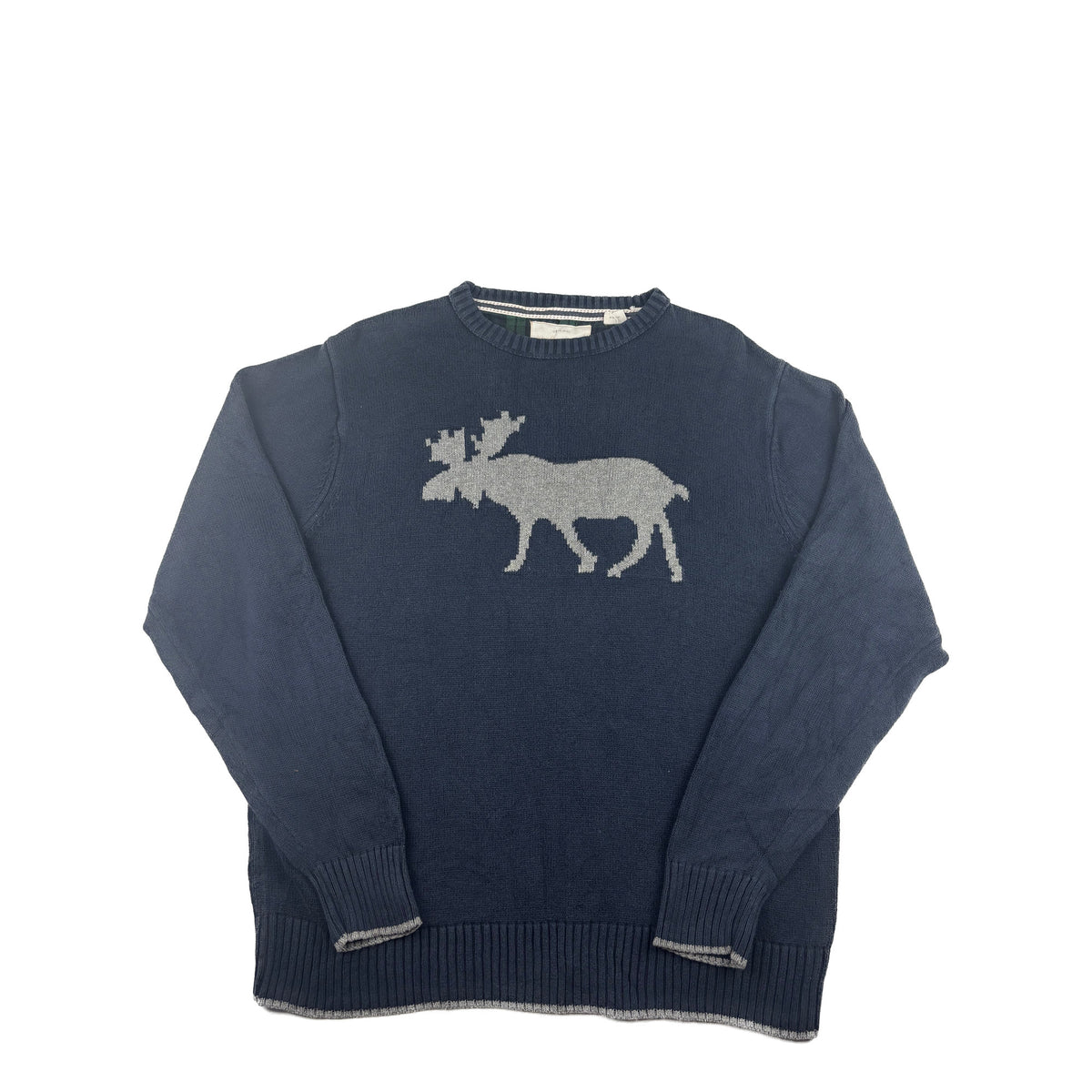 Weatherproof Vintage Crewneck Strickpullover Elch Motiv dunkelblau M