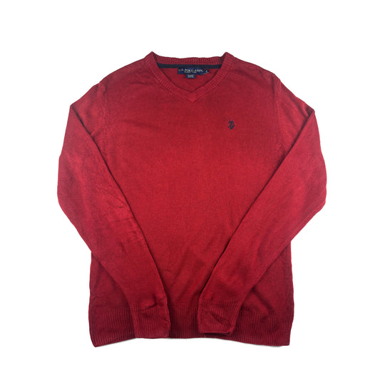 U.S. Polo Assn. V-Neck Strickpullover Rot M Feinstrick
