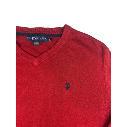 U.S. Polo Assn. V-Neck Strickpullover Rot M Feinstrick