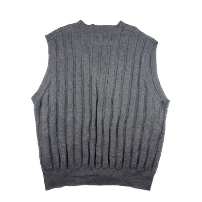Vintage Viyella Zopfstrick Weste Anthrazit XXL Knöpfe V-Neck Merino