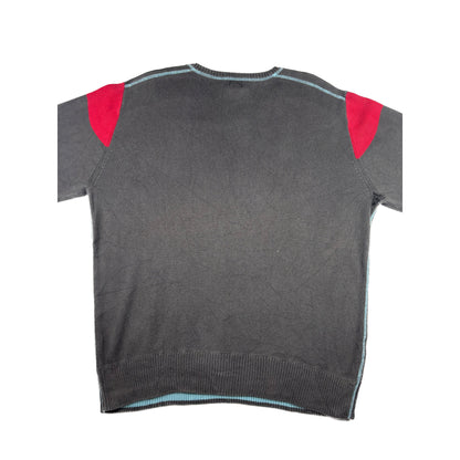 Vintage Levis V-Neck Strickpullover dunkelgrau rot L