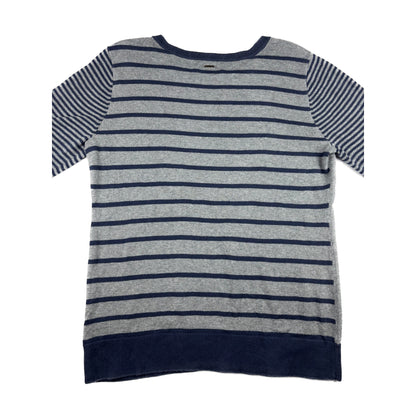 Vintage Nautica Strickpullover grau blau gestreift L
