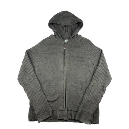 Vintage Tribute Strickjacke mit Kapuze dunkelgrau L Rippstrick Zip-Hoodie