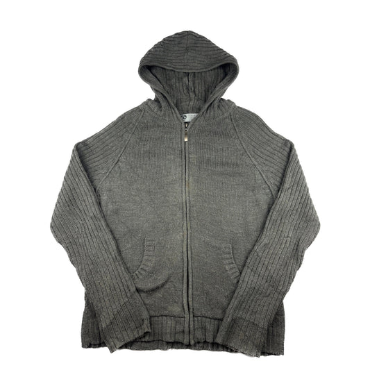 Vintage Tribute Strickjacke mit Kapuze dunkelgrau L Rippstrick Zip-Hoodie
