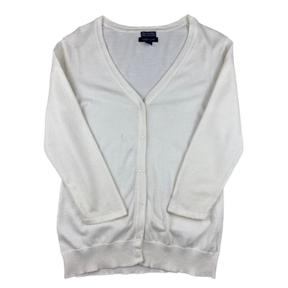 Vintage Tommy Hilfiger Strickjacke Cardigan weiß creme V-Neck S Pima Cotton