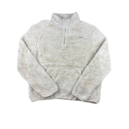 Vintage Reebok Fleece Pullover Half-Zip creme weiß L Teddyfleece Sherpa