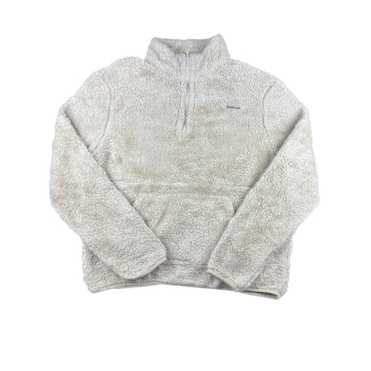 Vintage Reebok Fleece Pullover Half-Zip creme weiß L Teddyfleece Sherpa