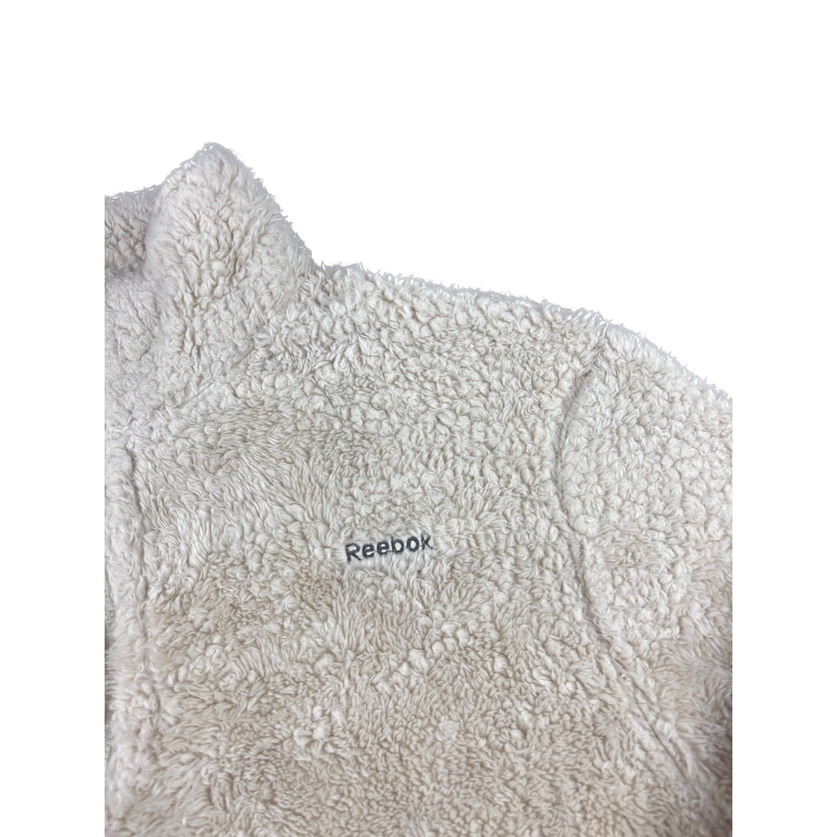 Vintage Reebok Fleece Pullover Half-Zip creme weiß L Teddyfleece Sherpa