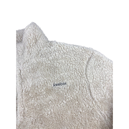 Vintage Reebok Fleece Pullover Half-Zip creme weiß L Teddyfleece Sherpa