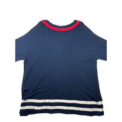 Chaps Vintage V-Neck Pullover dunkelblau rot weiß XL Sweater