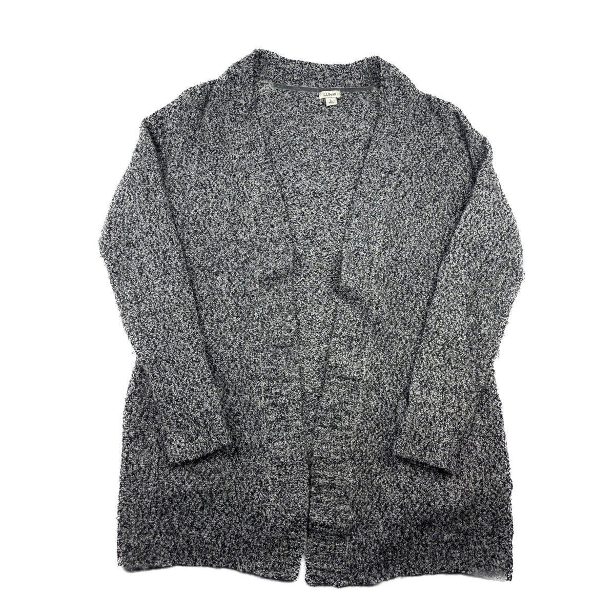 L.L. Bean Vintage Grobstrick Cardigan L grau offen Strickjacke