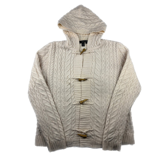 Ralph Lauren Vintage Strickjacke creme XL Zopfmuster Lammwolle