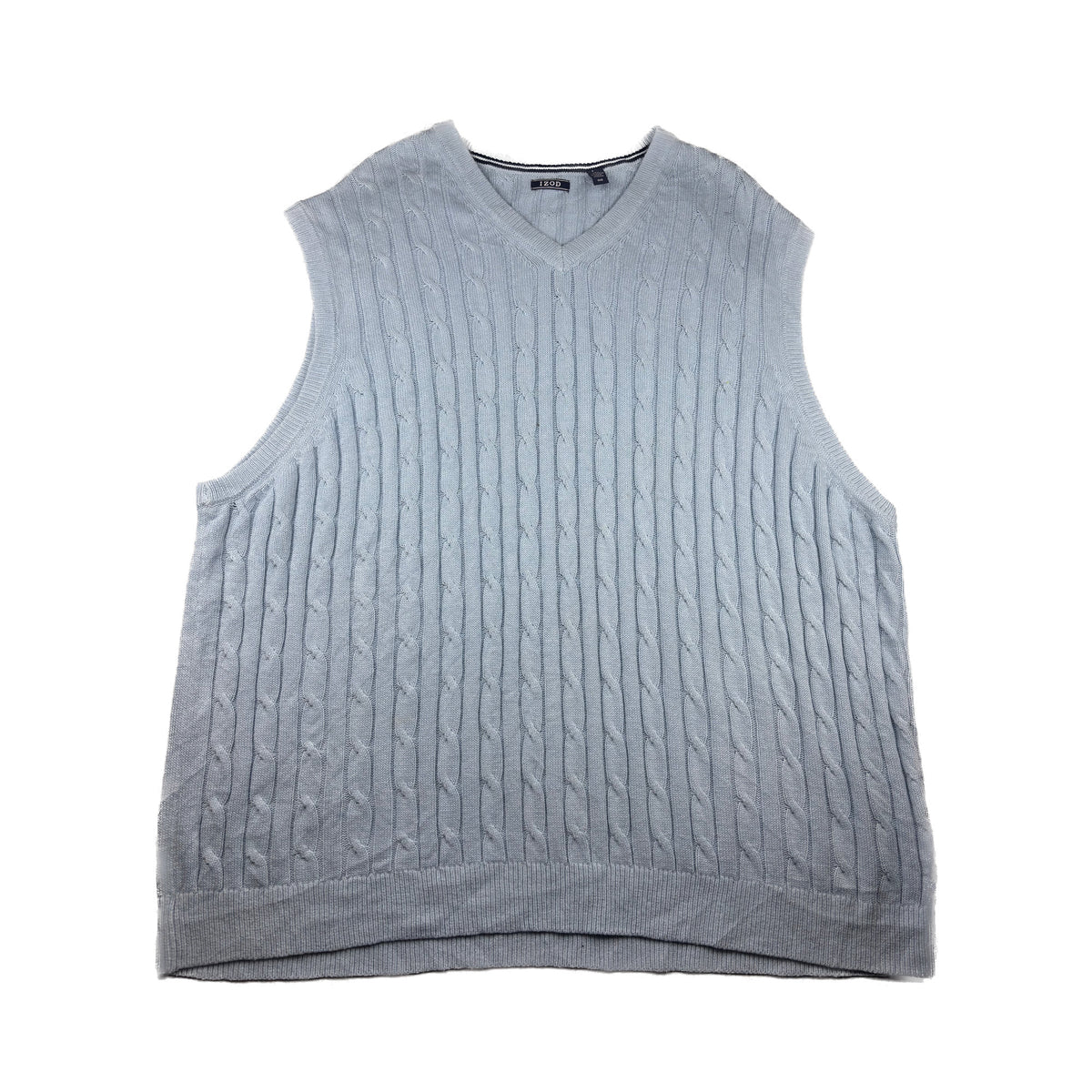 IZOD Vintage Strickweste Hellblau 4XL Zopfmuster V-Neck Sweater Vest