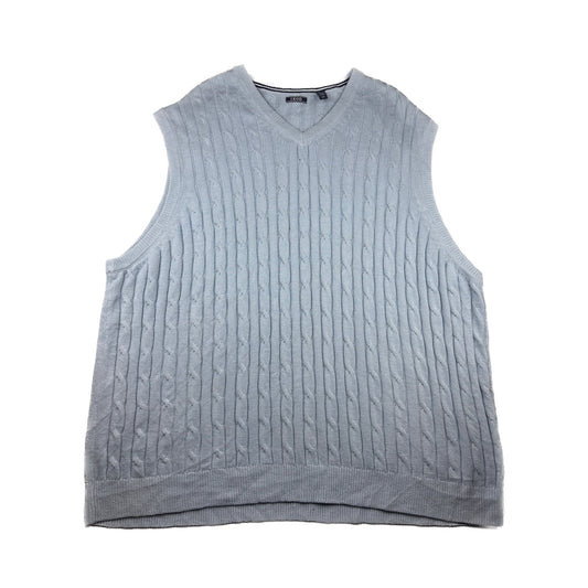 IZOD Vintage Strickweste Hellblau 4XL Zopfmuster V-Neck Sweater Vest