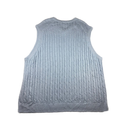 IZOD Vintage Strickweste Hellblau 4XL Zopfmuster V-Neck Sweater Vest