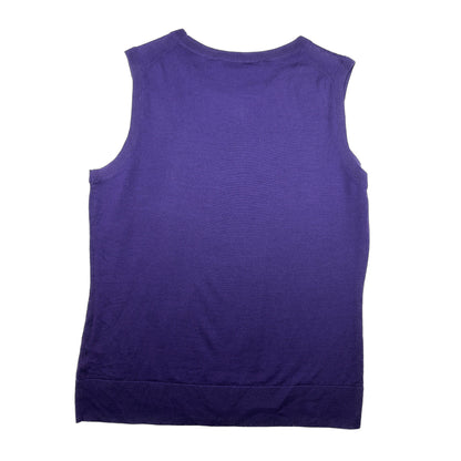 Brooks & Brothers Stricktop lila M Merino Ärmellos Feinripp Top
