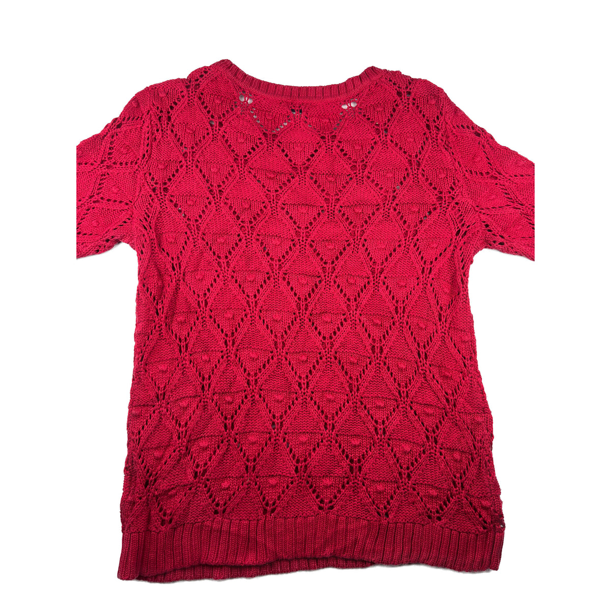 Tommy Hilfiger Vintage Strickpullover rot L Lochmuster Ajour Grobstrick Sweater