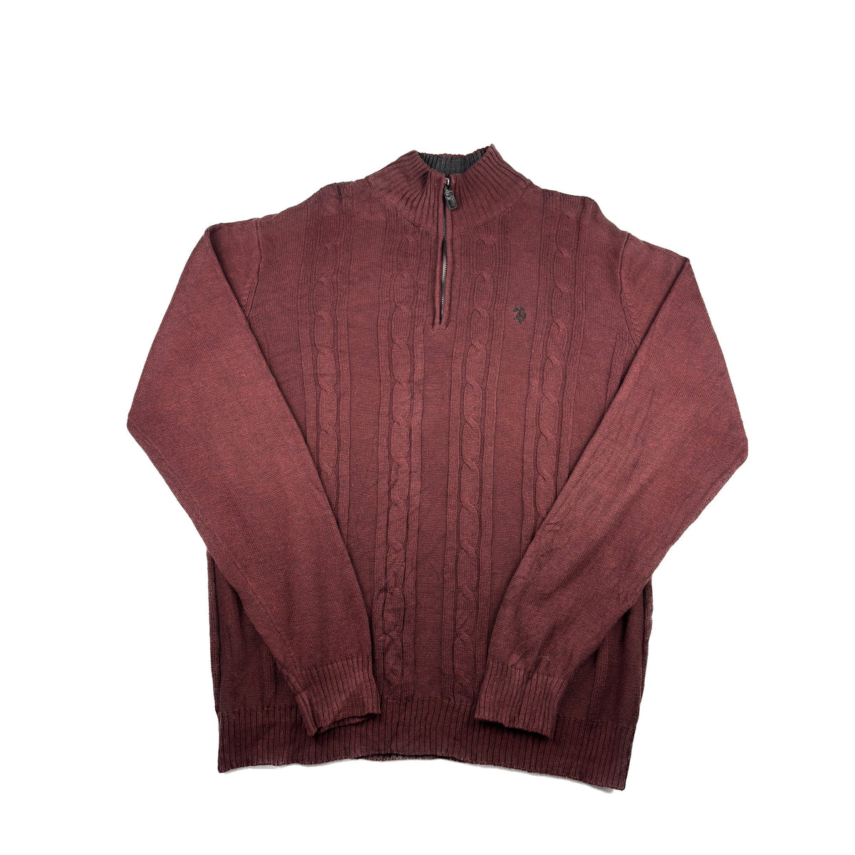 U.S. Polo Assn. Vintage Cableknit Half-Zip Pullover XL Weinrot