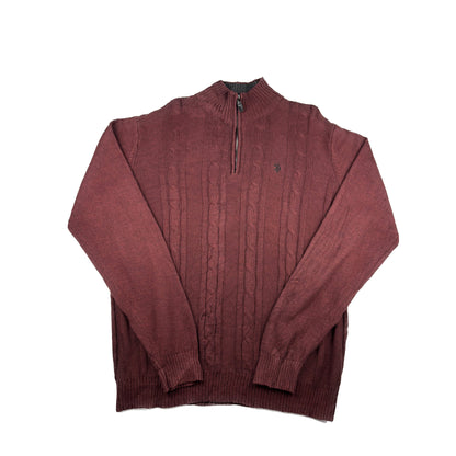 U.S. Polo Assn. Vintage Cableknit Half-Zip Pullover XL Weinrot