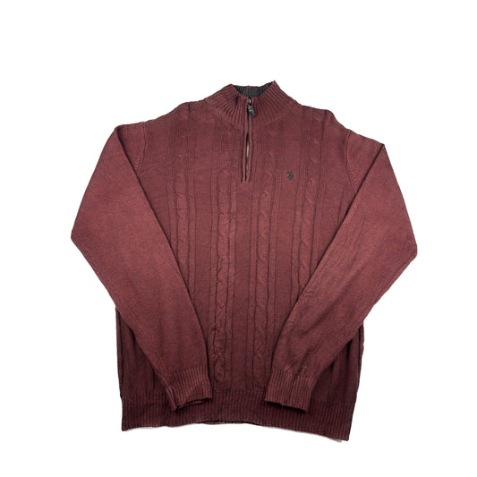 U.S. Polo Assn. Vintage Cableknit Half-Zip Pullover XL Weinrot
