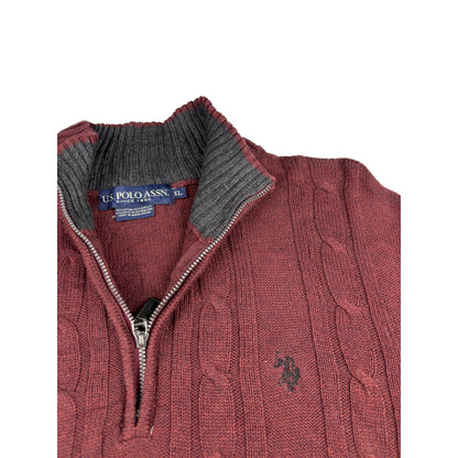 U.S. Polo Assn. Vintage Cableknit Half-Zip Pullover XL Weinrot