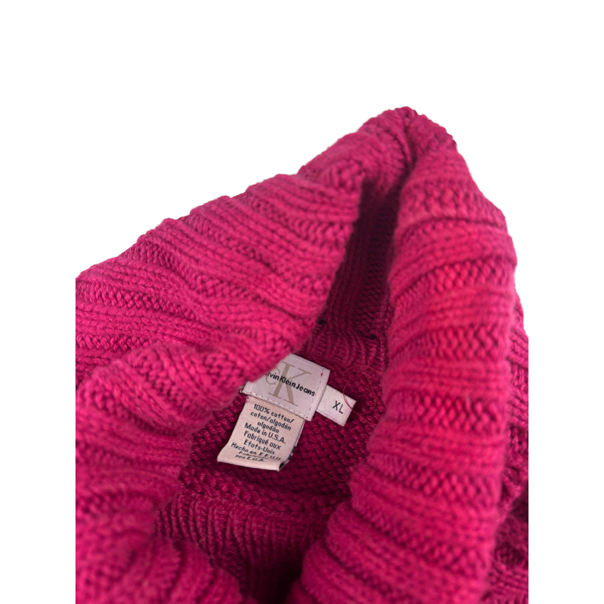 Calvin Klein Jeans Vintage USA Strick Rollkragenpullover XL Magenta